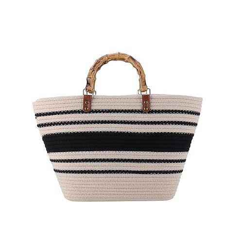 JinweiS Damen Strohtasche mit großer Kapazität, Schultertasche für Sommer, Strandurlaub, schickes Webdesign, 44 x 9 x 28 cm, A von JinweiS