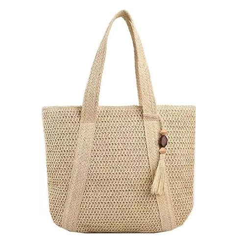 JinweiS Damen Strohtasche mit großer Kapazität, Schultertasche für Sommer, Strandurlaub, schickes Webdesign, 45 x 2 x 40 cm, Weiß JinweiS Damen Strohtasche mit großer Kapazität, Schultertasche für Sommer, Strandurlaub, schickes Webdesign, 45 x 2 x 40 cm, Weiß von JinweiS