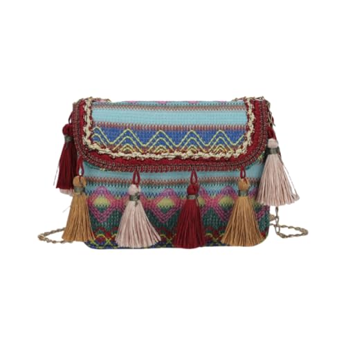 JinweiS Gewebte Mini-Tasche für Damen, mit Fransen, einfach, vielseitig, Schulter- und Crossbody-Tasche mit Kette, 18 x 6 x 14 cm, Stil JinweiS Gewebte Mini-Tasche für Damen, mit Fransen, einfach, vielseitig, Schulter- und Crossbody-Tasche mit Kette, 18 x 6 x 14 cm, Stil von JinweiS