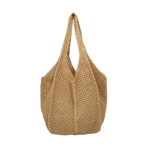 JinweiS Gewebte Schultertasche und Kosmetiktasche für Damen, gewebtes Design für Sommer, Strand, 50 x 31 cm, Khaki JinweiS Gewebte Schultertasche und Kosmetiktasche für Damen, gewebtes Design für Sommer, Strand, 50 x 31 cm, Khaki von JinweiS