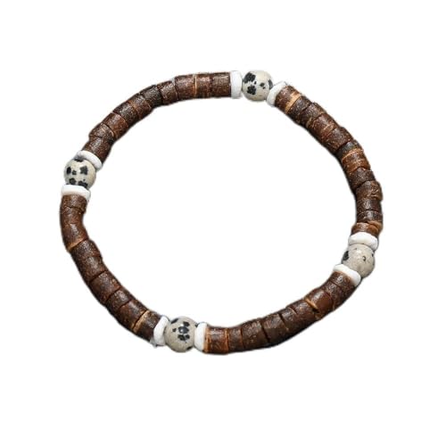 JinweiS Handgefertigtes Kokosnussschalen-Perlenarmband zum Stapeln, handgefertigtes geflochtenes gewebtes verstellbares Armband für Damen und Herren - B von JinweiS