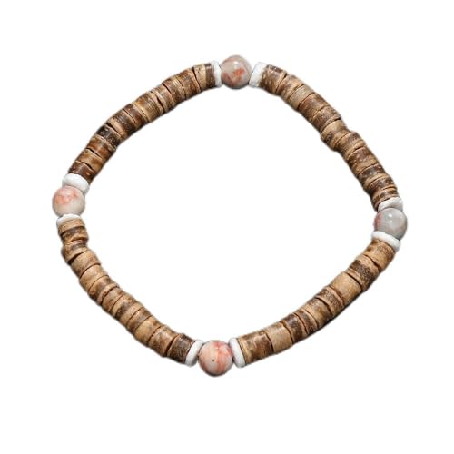 JinweiS Handgefertigtes Kokosnussschalen-Perlenarmband zum Stapeln, handgefertigtes geflochtenes gewebtes verstellbares Armband für Damen und Herren - H JinweiS Handgefertigtes Kokosnussschalen-Perlenarmband zum Stapeln, handgefertigtes geflochtenes gewebtes verstellbares Armband für Damen und Herren - H von JinweiS