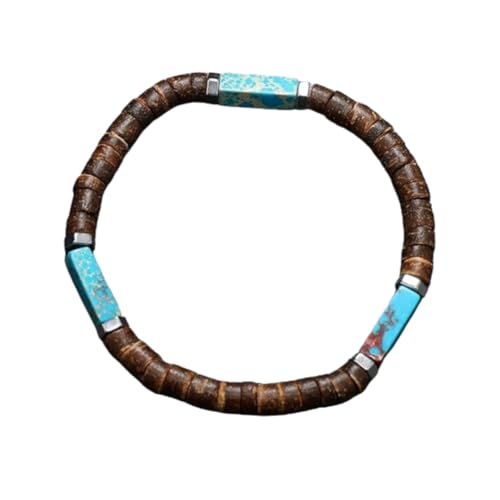 JinweiS Handgefertigtes Kokosnussschalen-Perlenarmband zum Stapeln, handgefertigtes geflochtenes gewebtes verstellbares Armband für Damen und Herren - K von JinweiS