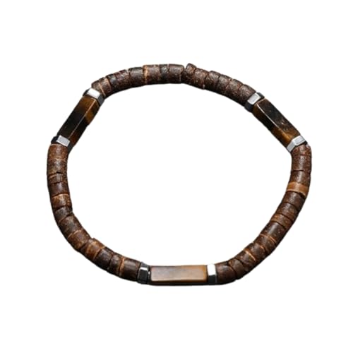 JinweiS Handgefertigtes Kokosnussschalen-Perlenarmband zum Stapeln, handgefertigtes geflochtenes gewebtes verstellbares Armband für Damen und Herren - S von JinweiS