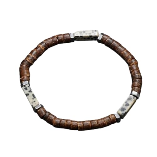 JinweiS Handgefertigtes Kokosnussschalen-Perlenarmband zum Stapeln, handgefertigtes geflochtenes gewebtes verstellbares Armband für Damen und Herren JinweiS Handgefertigtes Kokosnussschalen-Perlenarmband zum Stapeln, handgefertigtes geflochtenes gewebtes verstellbares Armband für Damen und Herren von JinweiS