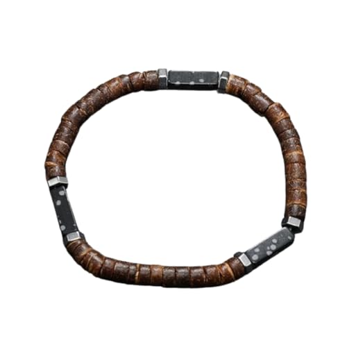 JinweiS Handgefertigtes Kokosnussschalen-Perlenarmband zum Stapeln, handgefertigtes geflochtenes gewebtes verstellbares Armband für Damen und Herren von JinweiS