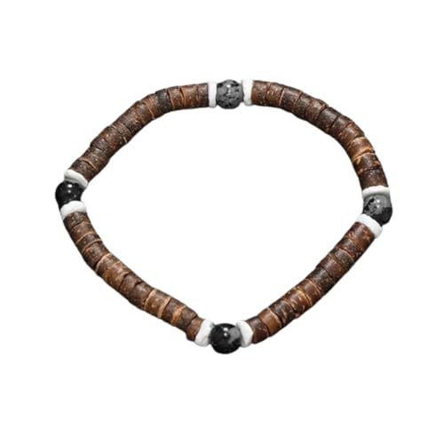 JinweiS Handgefertigtes Kokosnussschalen-Perlenarmband zum Stapeln, handgefertigtes geflochtenes gewebtes verstellbares Armband für Damen und Herren JinweiS Handgefertigtes Kokosnussschalen-Perlenarmband zum Stapeln, handgefertigtes geflochtenes gewebtes verstellbares Armband für Damen und Herren von JinweiS