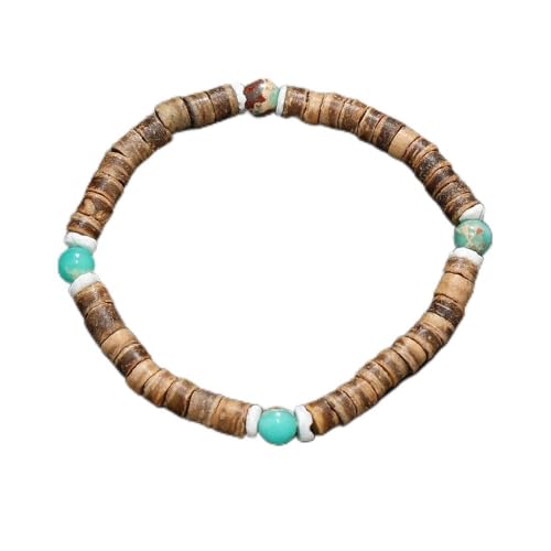 JinweiS Handgefertigtes Kokosnussschalen-Perlenarmband zum Stapeln, handgefertigtes geflochtenes gewebtes verstellbares Armband für Damen und Herren von JinweiS