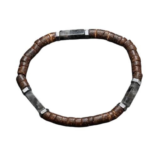 JinweiS Handgefertigtes Kokosnussschalen-Perlenarmband zum Stapeln, handgefertigtes geflochtenes gewebtes verstellbares Armband für Damen und Herren von JinweiS