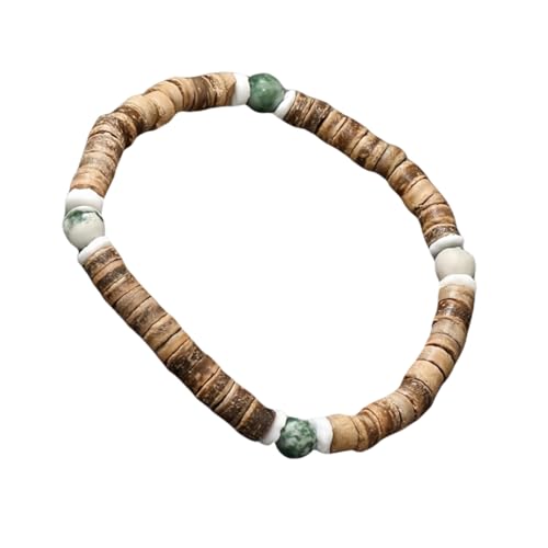 JinweiS Handgefertigtes Kokosnussschalen-Perlenarmband zum Stapeln, handgefertigtes geflochtenes gewebtes verstellbares Armband für Damen und Herren von JinweiS