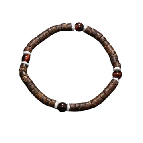JinweiS Handgefertigtes Kokosnussschalen-Perlenarmband zum Stapeln, handgefertigtes geflochtenes gewebtes verstellbares Armband für Damen und Herren von JinweiS