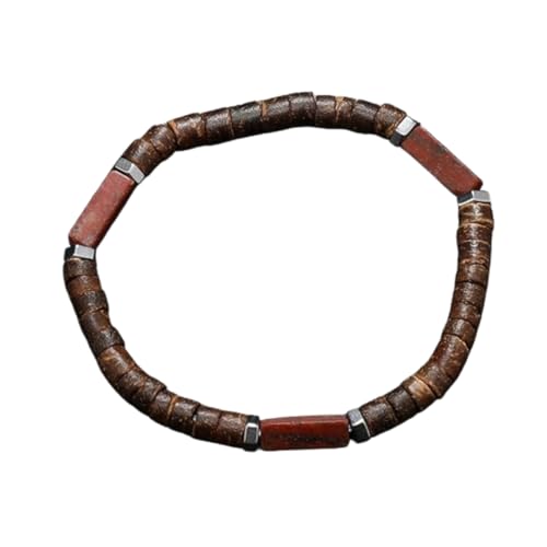 JinweiS Handgefertigtes Kokosnussschalen-Perlenarmband zum Stapeln, handgefertigtes geflochtenes gewebtes verstellbares Armband für Damen und Herren von JinweiS
