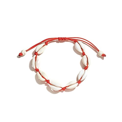 JinweiS Handgefertigtes Muschel-Armband, Armreifen, größenverstellbar, für Damen, Strandschmuck, Rot JinweiS Handgefertigtes Muschel-Armband, Armreifen, größenverstellbar, für Damen, Strandschmuck, Rot von JinweiS