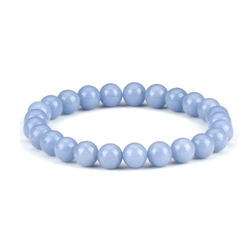 JinweiS Handgefertigtes Perlenarmband, geeignet für Männer und Frauen, 8 mm Naturkristallstein-Perlenarmband (blau) von JinweiS