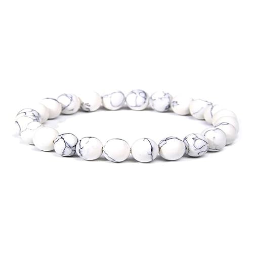 JinweiS Handgefertigtes Perlenarmband, geeignet für Männer und Frauen, 8 mm Naturkristallstein-Perlenarmband (weiß) von JinweiS