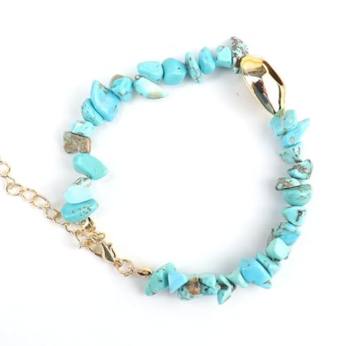 JinweiS Handgefertigtes Perlenarmband, geeignet für Männer und Frauen, Naturstein Conch Shell Gold Armband, Ocean Style Handgefertigtes Steinarmband Verstellbar (Blau) von JinweiS