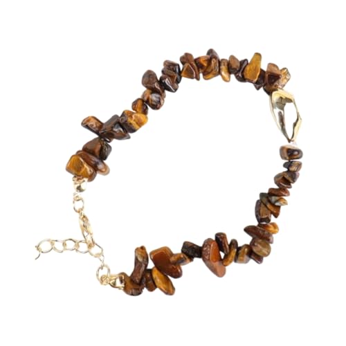 JinweiS Handgefertigtes Perlenarmband, geeignet für Männer und Frauen, Naturstein Conch Shell Gold Armband, Ocean Style Handgefertigtes Steinarmband Verstellbar (Braun) von JinweiS