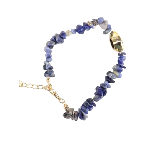 JinweiS Handgefertigtes Perlenarmband, geeignet für Männer und Frauen, Naturstein Conch Shell Gold Armband, Ocean Style Handgefertigtes Steinarmband Verstellbar (Dunkelblau) von JinweiS