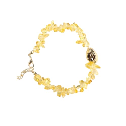JinweiS Handgefertigtes Perlenarmband, geeignet für Männer und Frauen, Naturstein Conch Shell Gold Armband, Ocean Style Handgefertigtes Steinarmband Verstellbar (Gelb) von JinweiS