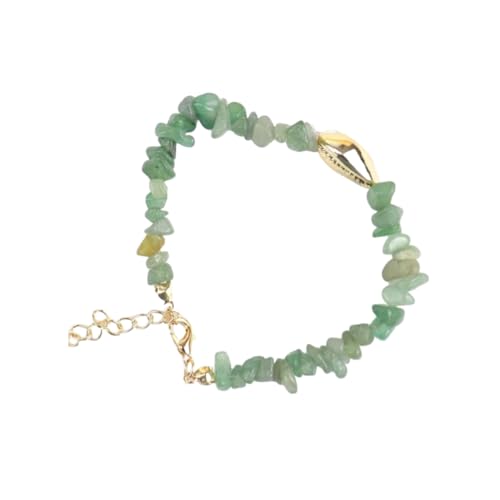 JinweiS Handgefertigtes Perlenarmband, geeignet für Männer und Frauen, Naturstein Conch Shell Gold Armband, Ocean Style Handgefertigtes Steinarmband Verstellbar (Grün) von JinweiS