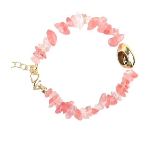 JinweiS Handgefertigtes Perlenarmband, geeignet für Männer und Frauen, Naturstein Conch Shell Gold Armband, Ocean Style Handgefertigtes Steinarmband Verstellbar (Rosa) von JinweiS