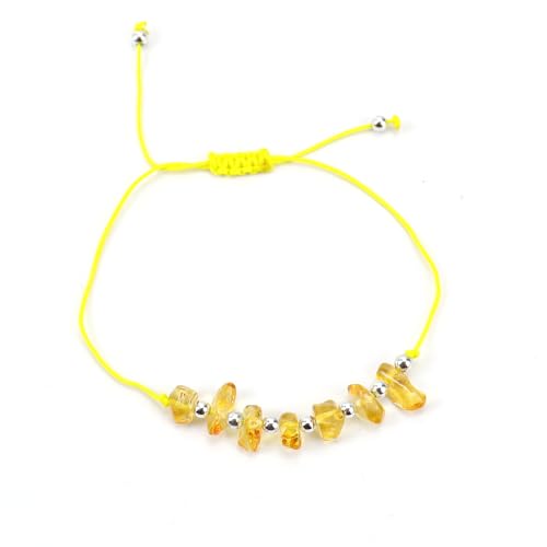 JinweiS Handgefertigtes Perlenarmband, geeignet für Männer und Frauen, Naturstein-Kristall-Perlenarmband, verstellbares Steinarmband (Gelb) von JinweiS