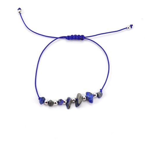 JinweiS Handgefertigtes Perlenarmband, geeignet für Männer und Frauen, Naturstein-Kristall-Perlenarmband, verstellbares Steinarmband (blau) von JinweiS