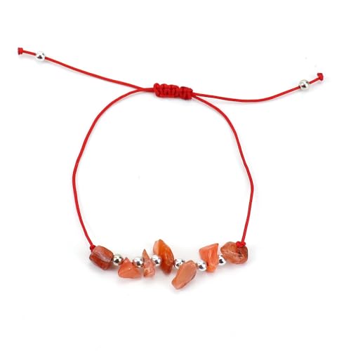 JinweiS Handgefertigtes Perlenarmband, geeignet für Männer und Frauen, Naturstein-Kristall-Perlenarmband, verstellbares Steinarmband (rot) von JinweiS