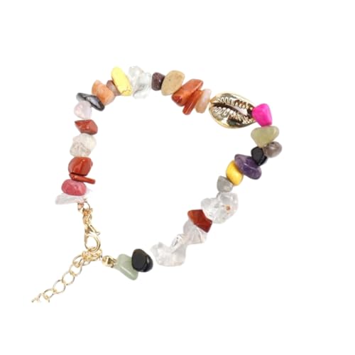 JinweiS Handgefertigtes Perlenarmband, geeignet für Männer und Frauen, Naturstein-Muschel-Goldarmband, Ozean-Stil, handgefertigtes Steinarmband, verstellbar (Farbe) von JinweiS