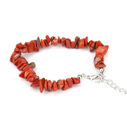 JinweiS Handgefertigtes Perlenarmband, geeignet für Männer und Frauen, Vintage Naturstein Kristall verstellbares Armband (Dunkelrot) von JinweiS