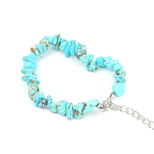 JinweiS Handgefertigtes Perlenarmband, geeignet für Männer und Frauen, Vintage Naturstein Kristall verstellbares Armband (blau) von JinweiS