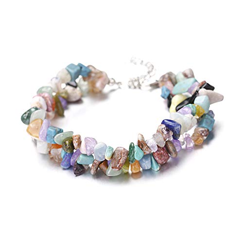 JinweiS Handgefertigtes Perlenarmband, geeignet für Männer und Frauen, doppellagiges Naturstein-Kristall-Armband (farbig) von JinweiS