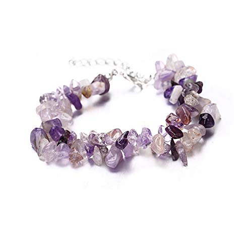 JinweiS Handgefertigtes Perlenarmband, geeignet für Männer und Frauen, doppellagiges Naturstein-Kristallarmband (lila) von JinweiS