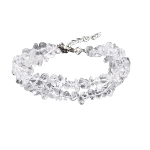 JinweiS Handgefertigtes Perlenarmband, geeignet für Männer und Frauen, doppellagiges Naturstein-Kristallarmband (weiß) von JinweiS