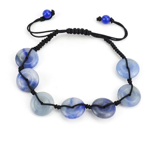 JinweiS Handgefertigtes Perlenarmband, geeignet für Männer und Frauen, farbiges Naturstein-Sicherheitsschnallenarmband, handgewebte Sicherheitsschnallenarmband (blau) von JinweiS