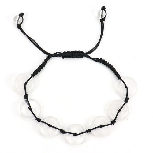 JinweiS Handgefertigtes Perlenarmband, geeignet für Männer und Frauen, farbiges Naturstein-Sicherheitsschnallenarmband, handgewebte Sicherheitsschnallenarmband (weiß) von JinweiS