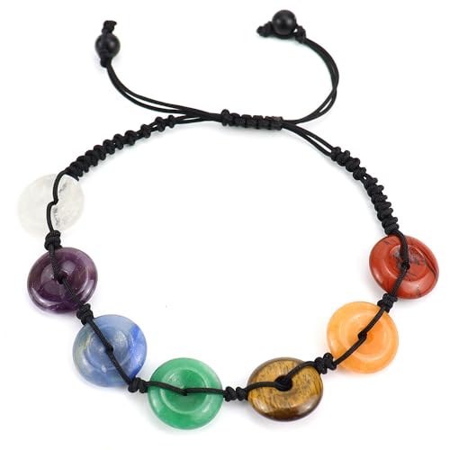 JinweiS Handgefertigtes Perlenarmband, geeignet für Männer und Frauen, farbiges Naturstein-Sicherheitsschnallenarmband, handgewebtes Sicherheitsschnallenarmband (farbig) von JinweiS