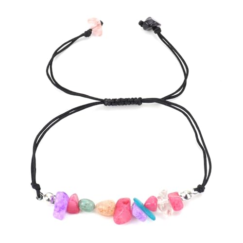 JinweiS Handgefertigtes Perlenarmband, geeignet für Männer und Frauen, handgewebtes Naturkies-Kristall-Armband mit verstellbarem Seil (Farbe) von JinweiS