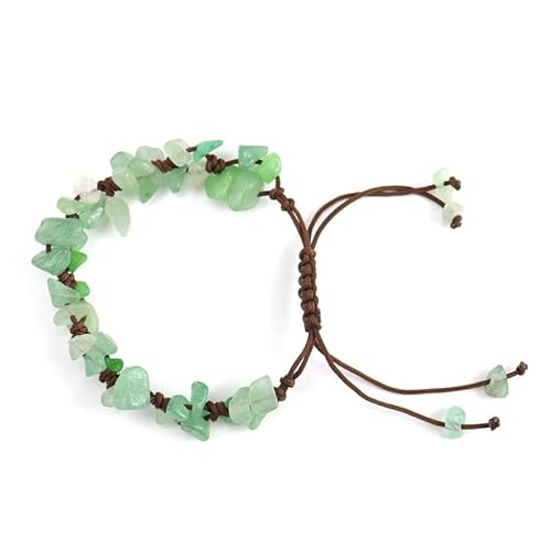 JinweiS Handgefertigtes Perlenarmband, geeignet für Männer und Frauen, natürlicher Schotterkristall, reines handgefertigtes gewebtes Armband mit verstellbarem Seil (grün) von JinweiS