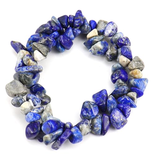 JinweiS Handgefertigtes Perlenarmband, geeignet für Männer und Frauen, natürlicher bunter Kristall, unregelmäßiger Schotter, doppellagig, gewebtes Kreuz-elastisches Armband (dunkelblau) von JinweiS