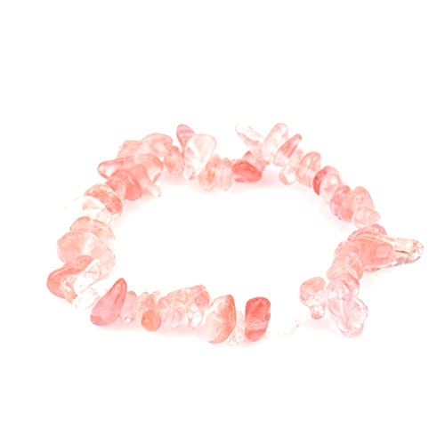 JinweiS Handgefertigtes Perlenarmband, geeignet für Männer und Frauen, unregelmäßiges Natursteinarmband (Dunkelrosa) von JinweiS
