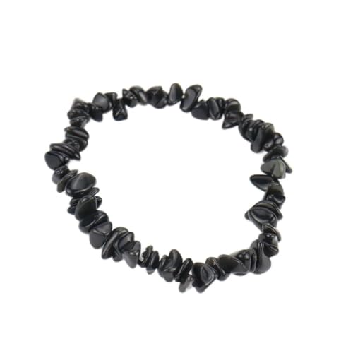 JinweiS Handgefertigtes Perlenarmband, geeignet für Männer und Frauen, unregelmäßiges Natursteinarmband (schwarz) von JinweiS