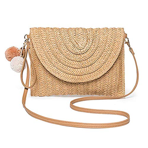 JinweiS Handtasche aus geflochtenem Stroh, für Sommer, Abend, Sommer, Strand, Party, Geldbörse, gewebter Strohbeutel, Umschlag JinweiS Handtasche aus geflochtenem Stroh, für Sommer, Abend, Sommer, Strand, Party, Geldbörse, gewebter Strohbeutel, Umschlag von JinweiS