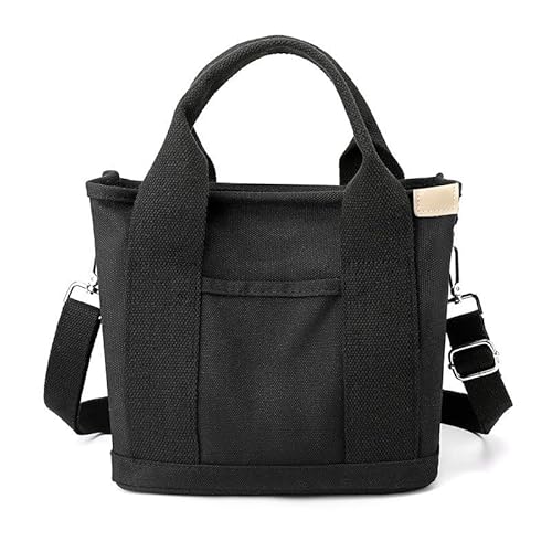 JinweiS Handtasche mit großem Fassungsvermögen, mehrere Taschen, Segeltuch, Umhängetasche, für Damen, handgefertigt, Schwarz JinweiS Handtasche mit großem Fassungsvermögen, mehrere Taschen, Segeltuch, Umhängetasche, für Damen, handgefertigt, Schwarz von JinweiS