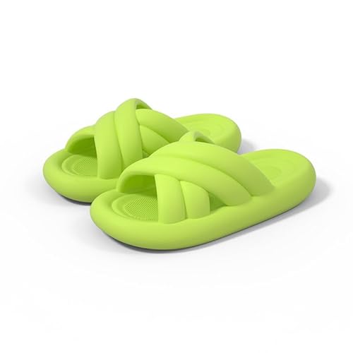 JinweiS Kissen-Hausschuhe für Damen und Herren, rutschfest, schnell trocknend, Bad-Sandalen, ultra gepolstert, dicke Sohle (Größe 40–41, Grün) 06 von JinweiS