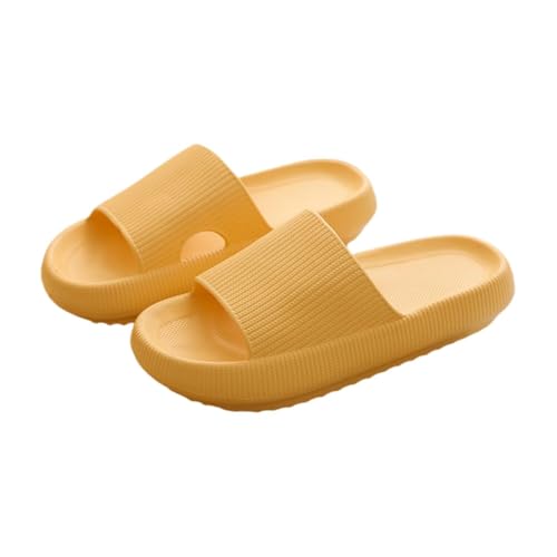 JinweiS Kissen-Hausschuhe für Damen und Herren, rutschfest, schnell trocknend, Bad-Sandalen, ultra gepolstert, dicke Sohle (Größe 42–43, Gelb) 03 von JinweiS