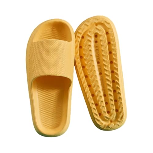 JinweiS Kissen-Hausschuhe für Damen und Herren, rutschfest, schnell trocknend, Bad-Sandalen, ultra gepolstert, dicke Sohle (Größe 44–45, Gelb) 01 von JinweiS