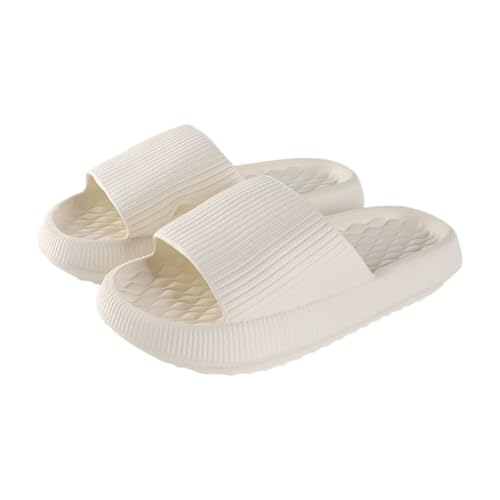 JinweiS Kissen-Hausschuhe für Damen und Herren, rutschfest, schnell trocknend, Bad-Sandalen, ultra gepolstert, dicke Sohle (Größe 44–45, Weiß) 01 von JinweiS