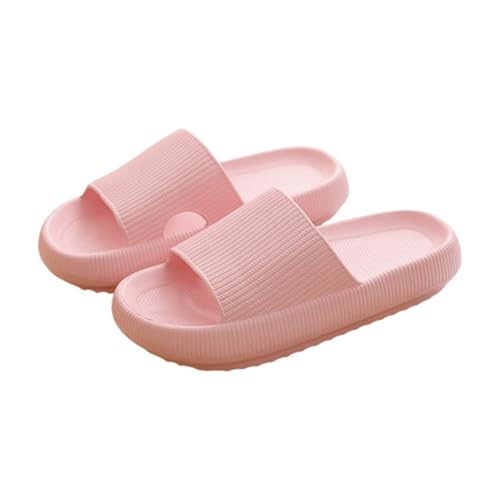 JinweiS Kissen-Hausschuhe für Damen und Herren, rutschfest, schnell trocknend, Bad-Sandalen, ultra gepolstert, dicke Sohle (Größe: 36–37, Rosa) 03 von JinweiS