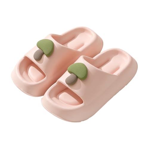 JinweiS Kissen-Hausschuhe für Damen und Herren, rutschfest, schnell trocknend, Bad-Sandalen, ultra gepolstert, dicke Sohle (Größe: 36–37, Rosa) 05 von JinweiS